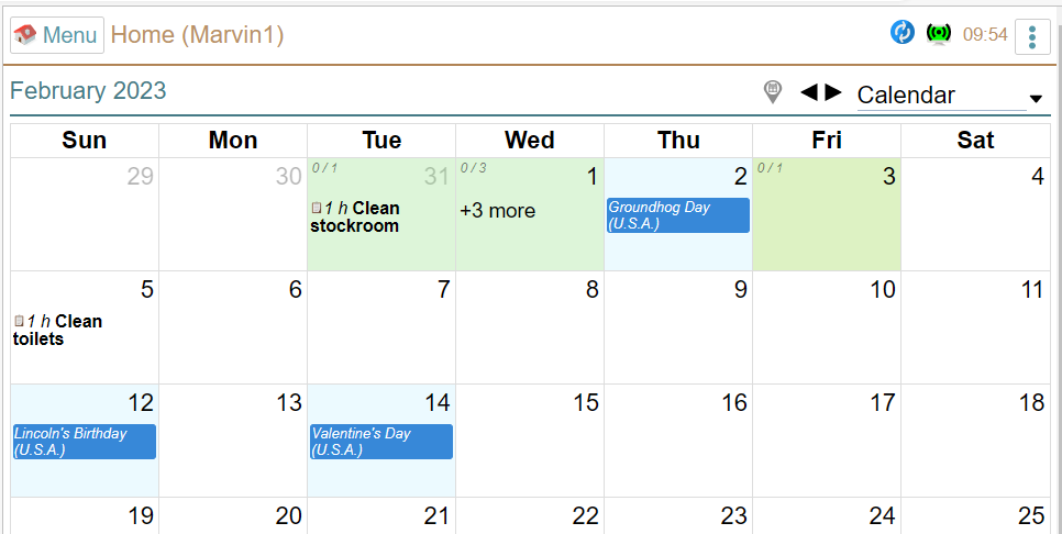 Calendar Example